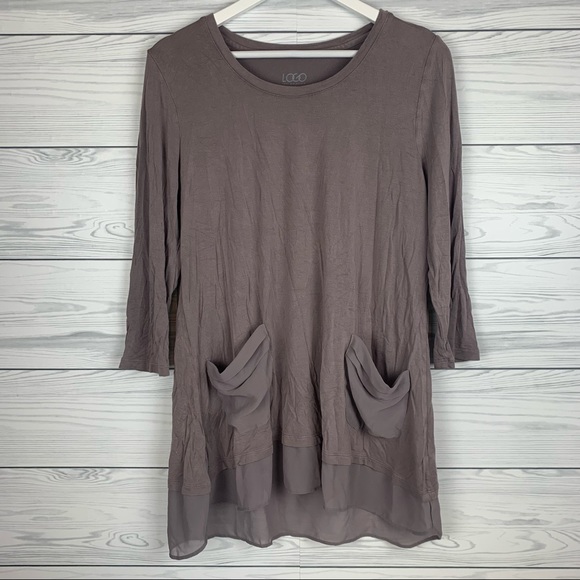 LOGO By Lori Goldstein Tunic Top Pockets Large